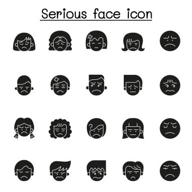 Ciddi yüz simgesi kabartma biçiminde ayarlandı