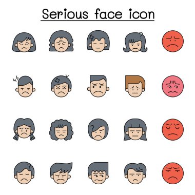 Renk çizgisi biçiminde ciddi yüz simgesi