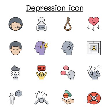 Depresyon düz renk simgesi