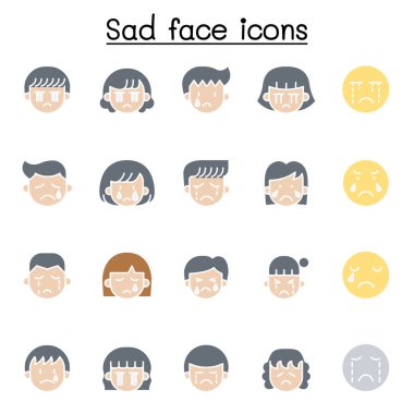 Üzgün yüz simgesi düz renk biçiminde ayarlandı