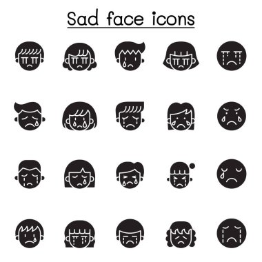 Üzgün yüz simgesi kabartma biçiminde ayarlandı