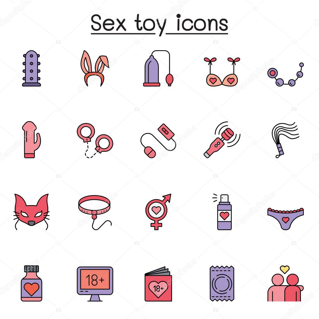 Sex toy icon in color line style