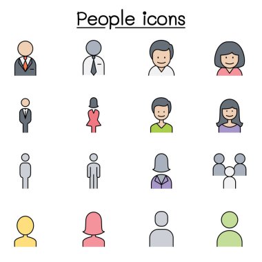 İnsanlar, erkek, kadın, kişi simgesi renk çizgisi biçiminde ayarlandı