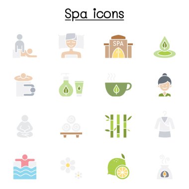 Spa, Masaj, Aroma terapi simgesi düz renk olarak ayarlandı