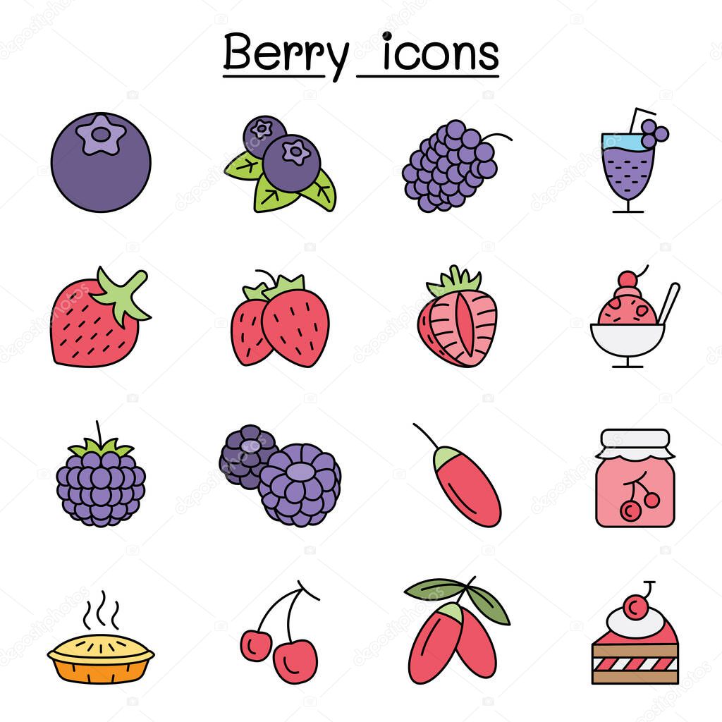 Berries icon set in color line style