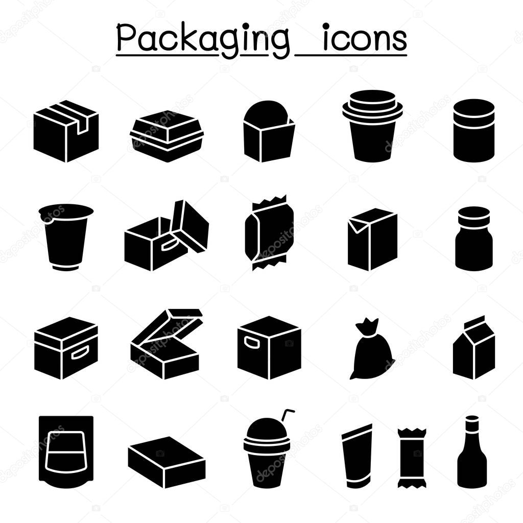Package icon set in glyph style