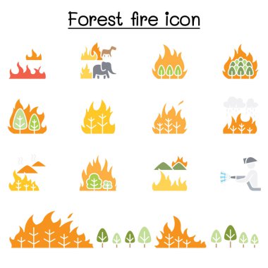 Orman yangını, orman yangını simgesi düz renk olarak ayarlandı