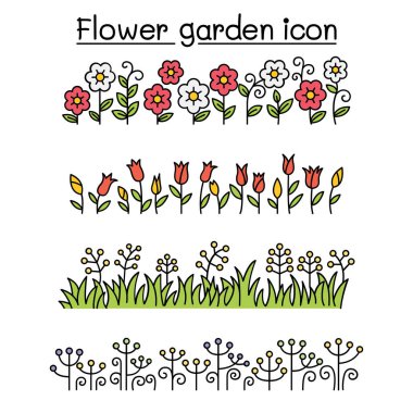 Çiçek bahçesi vektör dekoratif grafik tasarımı