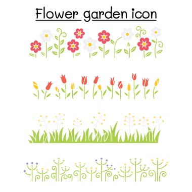 Çiçek bahçesi vektör dekoratif grafik tasarımı