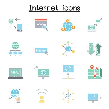 İnternet Teknoloji simgesi düz renk biçiminde ayarlandı