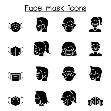 Yüz maskesi koruma virüs simgesi kabartma biçiminde ayarlandı