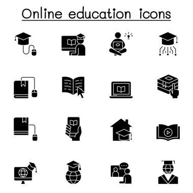 Çevrimiçi eğitim simgesi kabartma biçiminde ayarlandı