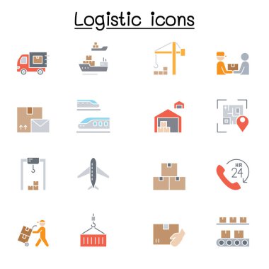 Lojistik ve Teslimat servis simgesi düz renk biçiminde ayarlandı