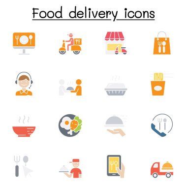 Yemek dağıtım simgesi düz renk biçiminde ayarlandı