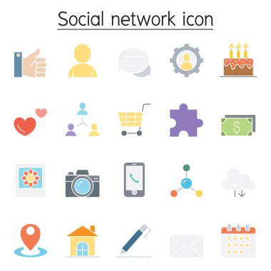 Düz renk stlye ile sosyal ağ simgesi belirlendi