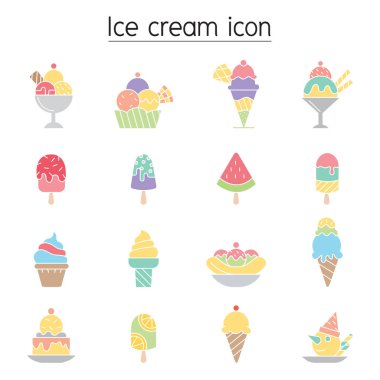 Dondurma simgesi düz renkli stlye ile ayarlandı