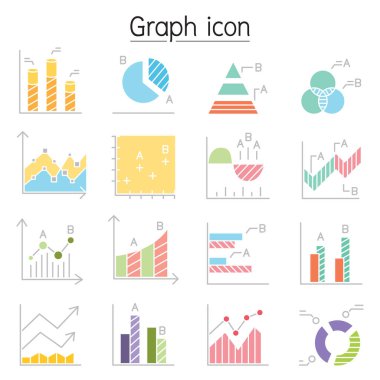 Grafik, Grafik, Diyagram, Veri, Bilgi simgesi düz renk biçimi