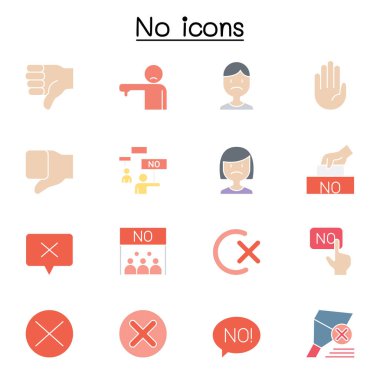 Hayır, onaylama ve reddet simgesi düz renk stlye ile ayarlandı