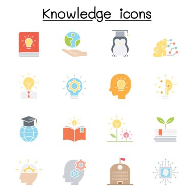 Bilgi, bilgelik, yaratıcılık, düz renk stlye ile belirlenmiş fikir simgesi