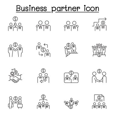 İş ortağı simgesi ince çizgi biçiminde ayarlandı