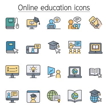 Çevrimiçi eğitim simgesi renk çizgisi biçiminde ayarlandı