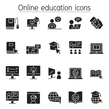 Çevrimiçi eğitim simgesi kabartma biçiminde ayarlandı