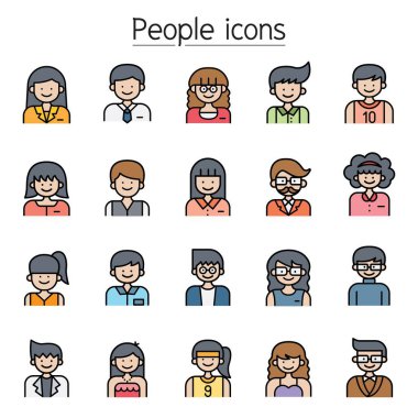 İnsanlar, kariyer, meslek simgesi renk çizgisi biçiminde ayarlandı