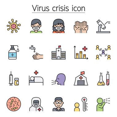 Virüs hastalığı korona virüsü, Covid-19 simgesi renk çizgisi biçiminde ayarlandı