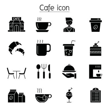 Kahve dükkanı simgesi kabartma biçiminde ayarlandı