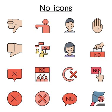 Hayır, Renk çizgisi biçiminde onaylama ve reddet simgesi