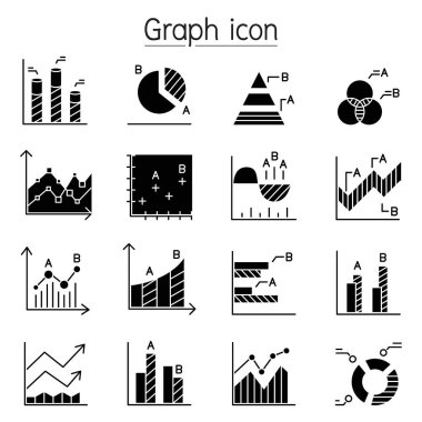 Grafik, Grafik, Diyagram, Veri, Infographic simge kümesi kabartma biçimi ile ana hatları doldurulmuş