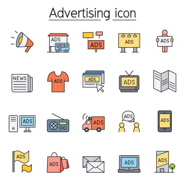 Renk çizgisi biçiminde reklam ve pazarlama simgesi