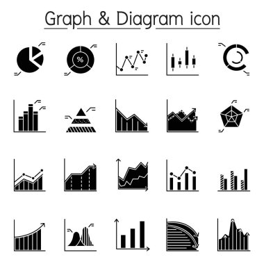 Grafik, diyagram ve grafik simgesi kabartma biçiminde ayarlandı