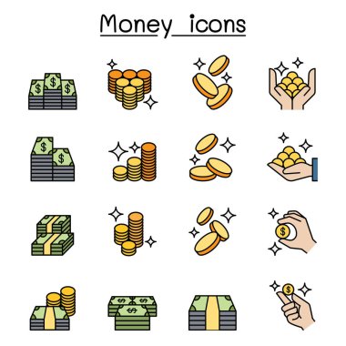 Para, Cash, Coin Bank renk çizgisi biçiminde simge