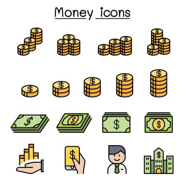 Para, Para, Nakit, Bozuk Para ve Banka Renk çizgisi biçiminde belirlenmiş simge