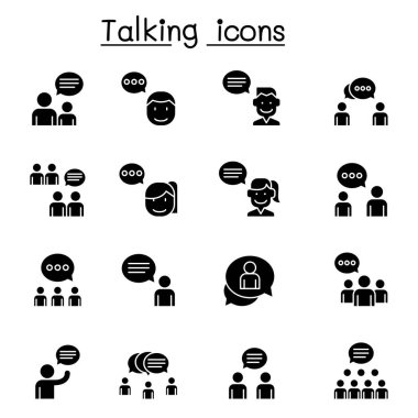 Konuşma, konuşma, tartışma, diyalog simgesi kabartma biçiminde ayarlandı