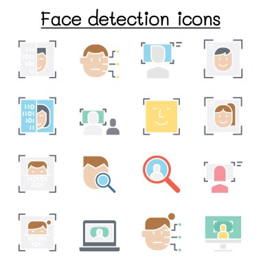 Yüz tanıma, yüz tanıma simgesi düz renk biçiminde ayarlandı