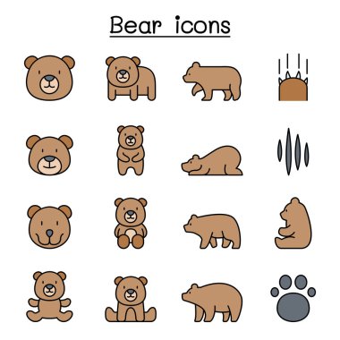 Ayı simgesi vektör illüstrasyon grafik tasarımını renk çizgisi biçiminde ayarla