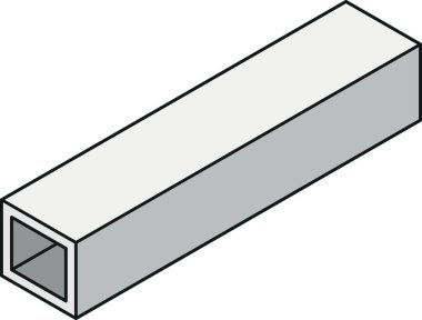 Renk çizgisi biçiminde dikdörtgen kesitli izometrik görünümlü çelik ışın simgesi
