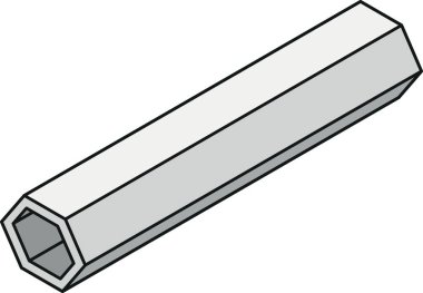 Renk çizgisi biçiminde hexacon kesitli izometrik görünümlü çelik ışın simgesi