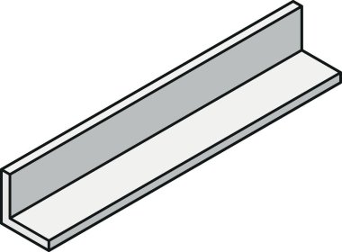 Renk çizgisi biçiminde L-şekli kesitli izometrik görünümlü çelik ışın simgesi