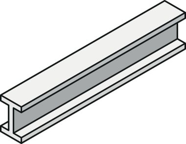 I-kesit izometrik görünümü renk çizgisi biçiminde olan çelik ışın simgesi