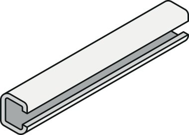 Çelik kiriş simgesi renk çizgisi biçiminde C-şekli kesitli izometrik görünüm ile