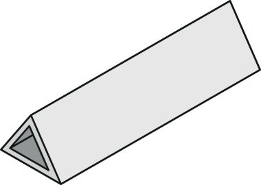 Renk çizgisi biçiminde üçgen kesitli izometrik görünümlü çelik ışın simgesi