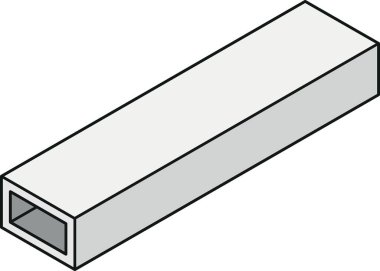 Renk çizgisi biçiminde dikdörtgen kesitli izometrik görünümlü çelik ışın simgesi