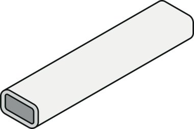 Renk çizgisi biçiminde dikdörtgen kesitli izometrik görünümlü çelik ışın simgesi