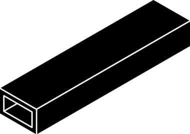 Düz kabartma biçiminde dikdörtgen kesitli izometrik görünümlü çelik ışın simgesi