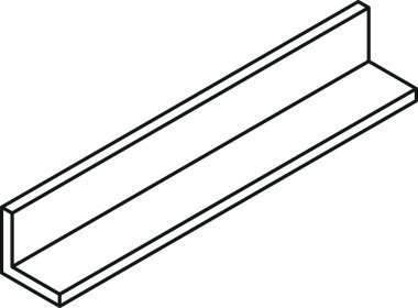 İnce çizgi biçiminde L-şekli kesitli izometrik görünümlü çelik kiriş simgesi