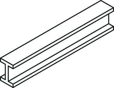 I-kesit izometrik görünümü ince çizgi biçiminde olan çelik ışın simgesi