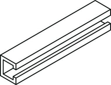 Çelik ışın simgesi, ince çizgi biçiminde C-şekli kesitli izometrik bir görünüm ile